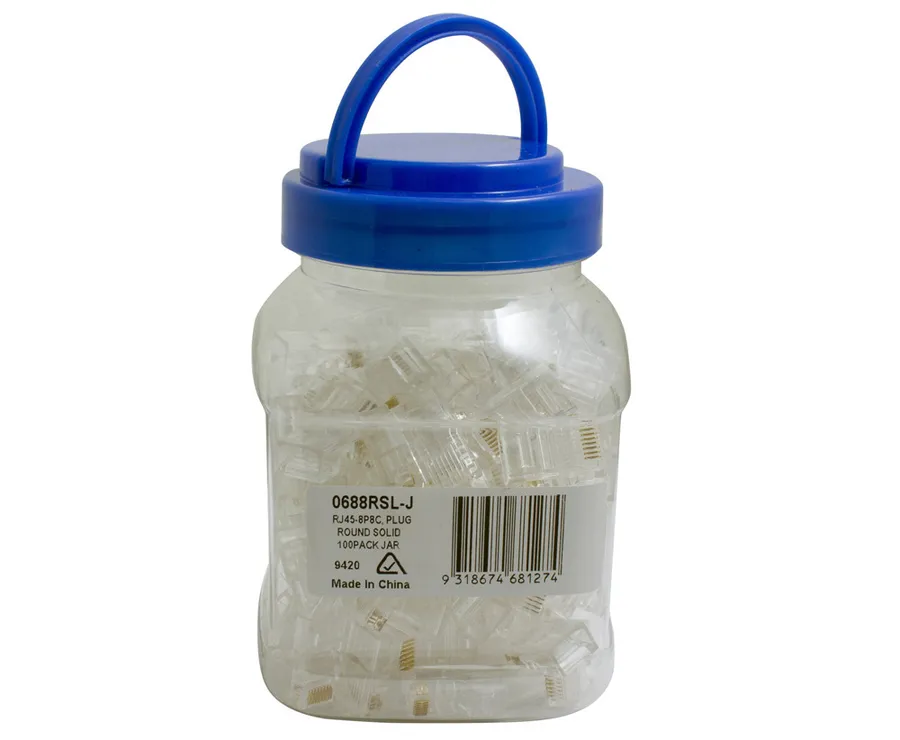 PLUG RJ45 8P8C C5e Solid UTP 100PK Jar