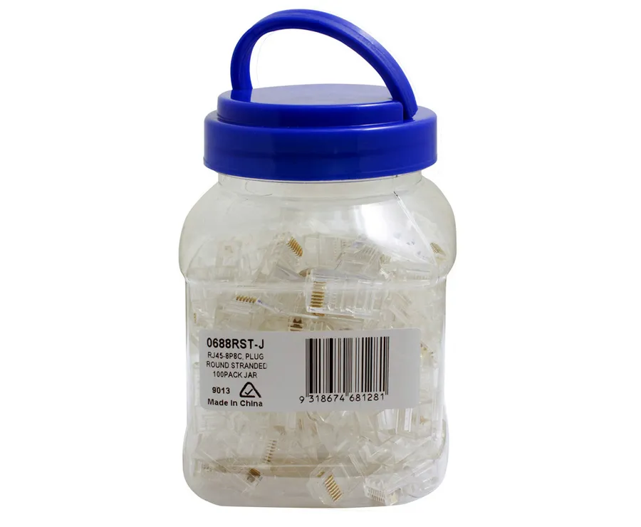 PLUG RJ45 8P8C C5e Strand UTP 100PK Jar