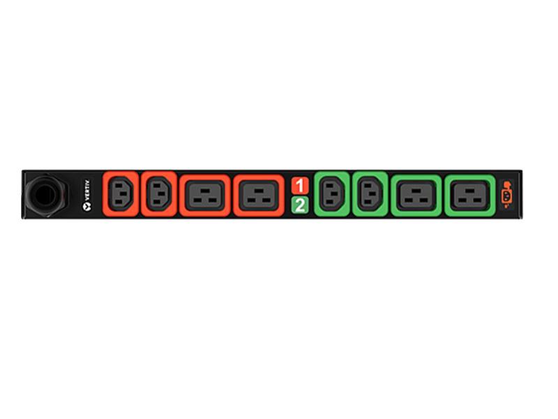 Vertiv Geist C1648L Basic Horizontal PDU, 32A, 230V, 1U, 4x IEC C13, 4x C19 outputs, 3m IEC60309 1P+