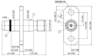 Huang Liang BMA Male to SMA Female 2-Hole Flange Mount Adapter