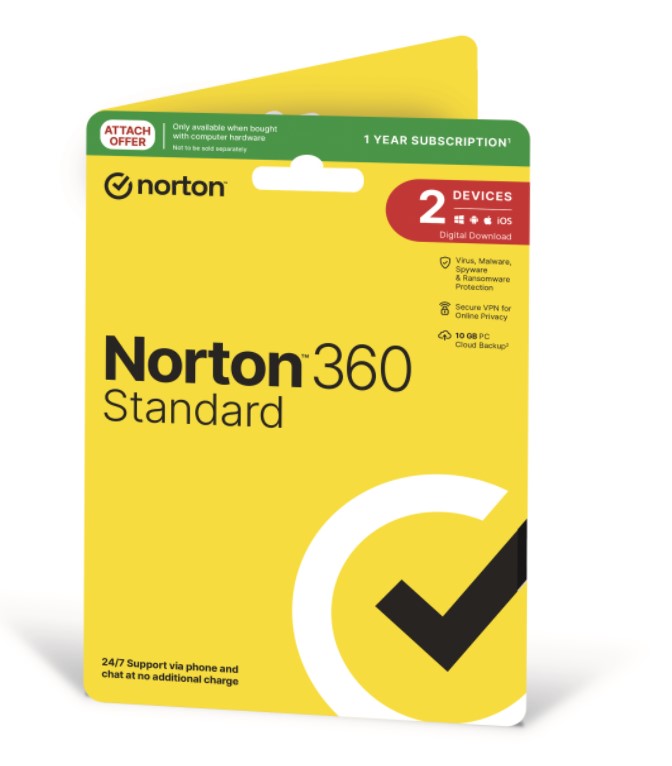 Norton 360 Standard (2 Device) 1 Year OEM VPN EMPOWER DVDSLV