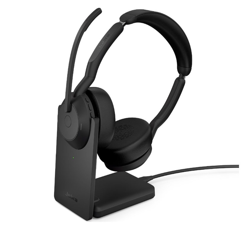 Jabra Evolve2 55, USB C, UC, Stereo, Stand, Active Noise Cancellation (ANC), Link 380 Bluetooth® Adapter ,30m Wireless Range, 18 Hours Battery Life