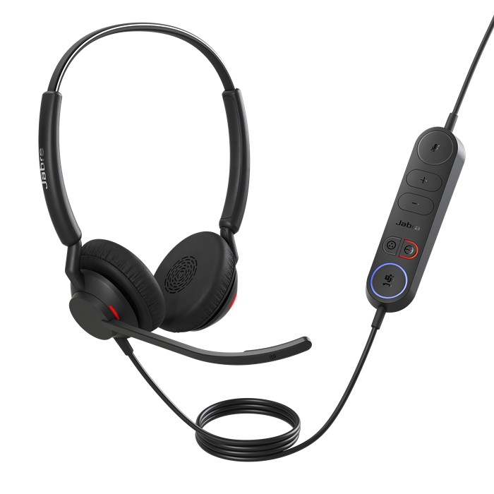 Jabra Engage 40 (Inline Link) MS Teams Dual USB-C/A Corded Headsets, Lightweight & sturdy, Double the mic, Busylight, Hearing Protection Audio Quality