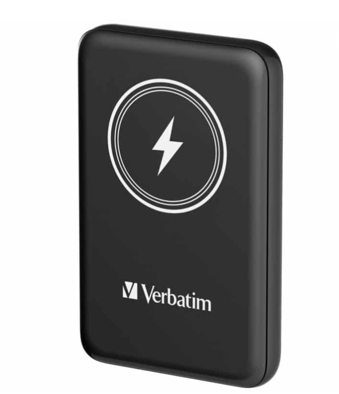 Verbatim Power Pack 10,000 mAh PD 3.0, 22.5w, embedded cables USB-C, Lightning Cables, USB-A Ports – Charge 4 devices at once, LED display Black