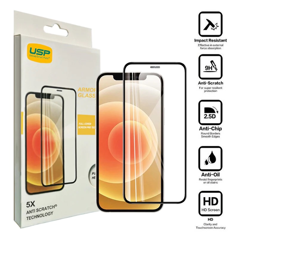 USP Apple iPhone SE (3rd & 2nd Gen)/ iPhone 8 / iPhone 7 (5.5') Armor Glass Full Cover Screen Protector - Impact-Resistant, 5 Years Warranty