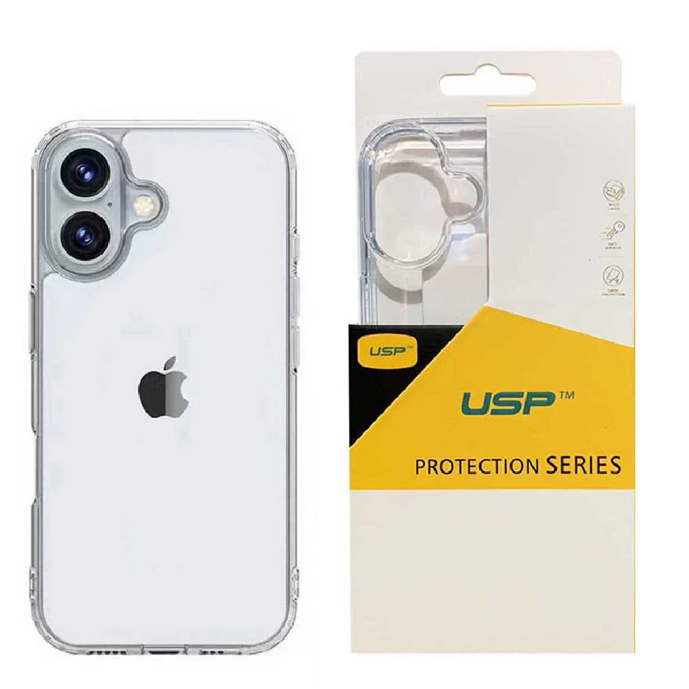 USP Apple iPhone 16 (6.1') Clear Rock Shockproof Case - Ultra-thin, Lightweight, Non-slip, Crystal Clear,Strong & Durable, 5 Years Warranty