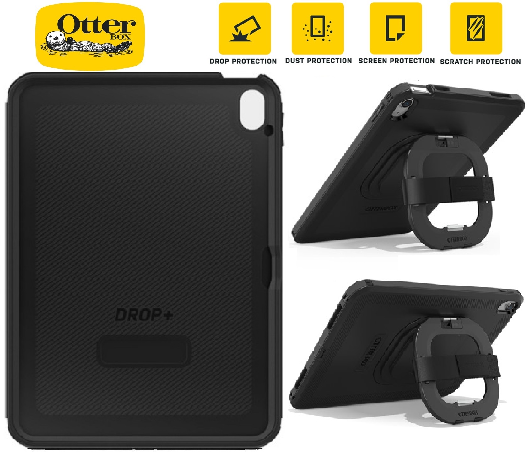 EOLOtterBox Rugged Defender Apple iPad (11') (A16) (11th Gen) / iPad (10.9') (10th Gen) Kickstand Case - Black - No Retail Packaging- (77-90431)