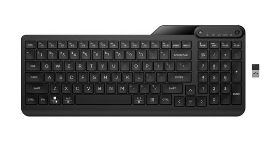 HP 475 Dual-Mode Wireless Keyboard Bluetooth Multi-OS Devices Unifying Dongle USB Port Spill-Resistant Comfort Quiet Slim Design Numpad 24mths Battery
