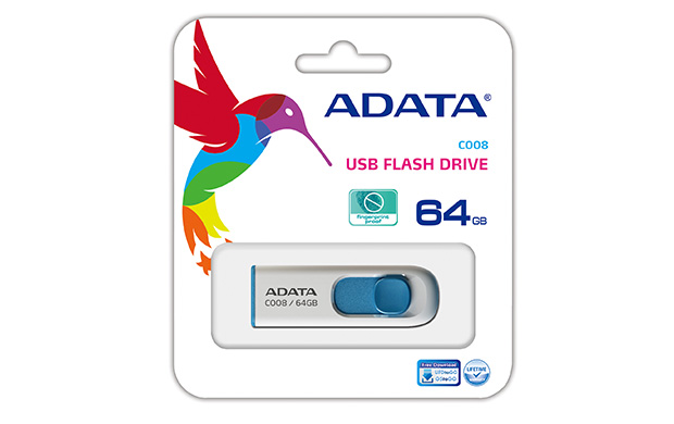 32GB ADATA C008 USB2.0 FLASH DRIVE WHITE/BLUE