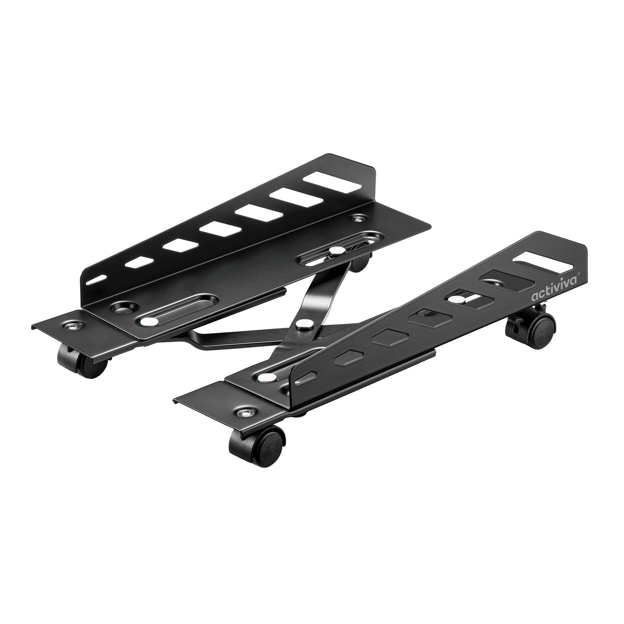 mbeat® activiva Heavy-Duty PC Mobile Floor Stand with Casters Black Adjustable Width and Length 16cm to 30cm Support Device Weight 25kg (LS)