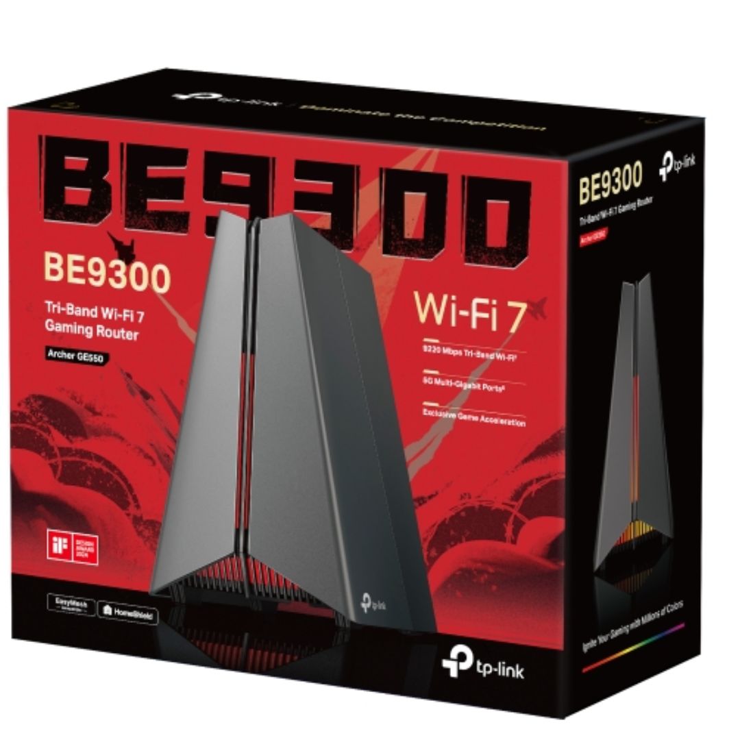 TP-Link Archer GE550 BE9300 Tri-Band Wi-Fi 7 Gaming Router (WIFI7) 688 Mbps at 2.4 GHz + 2882 Mbps at 5 GHz + 5764 Mbps at 6 GHz, 4× Internal Antenna