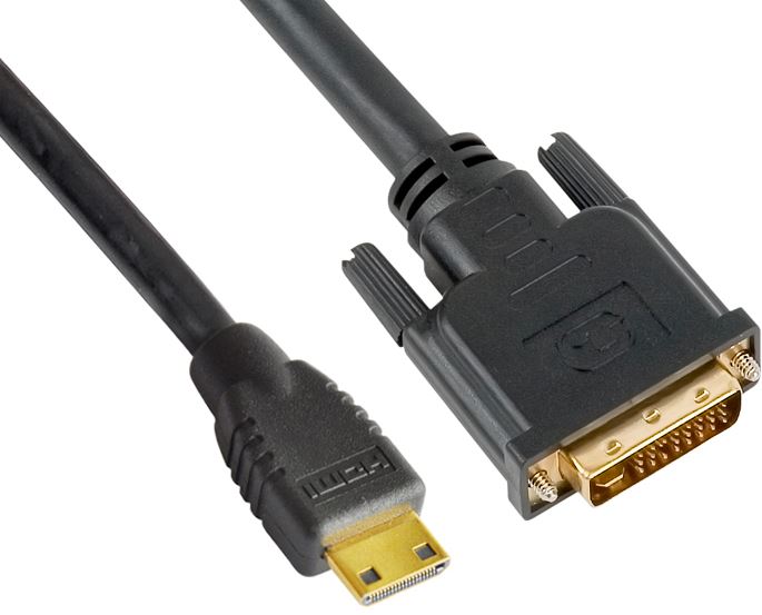 Astrotek Mini HDMI to DVI Cable 60cm - 19 pins Male to 24+1 pins Male 30AWG OD6.0mm Gold Plated Black PVC Jacket RoHS LS ~MINIHDMIDVI-1.4