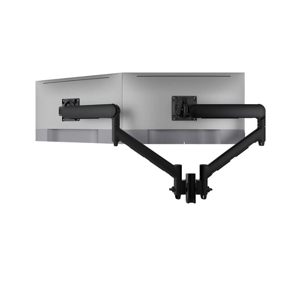 Atdec Dual Dynamic Monitor Arm Mount on Short Post - C-Clamp - Black