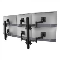 Atdec Hex Monitor Mount on Two Posts - Grommet Clamp - Heavy-Duty F-Clamp - Black