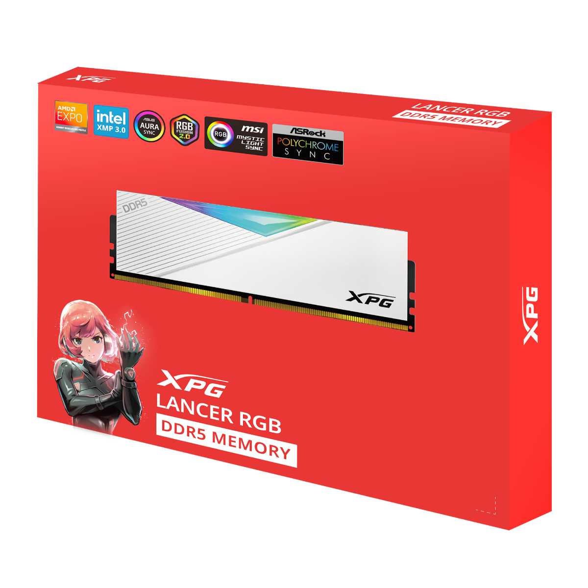 32GB KIT (6400MHz) ADATA XPG LANCER GAMING MEMORY WHITE/RGB
