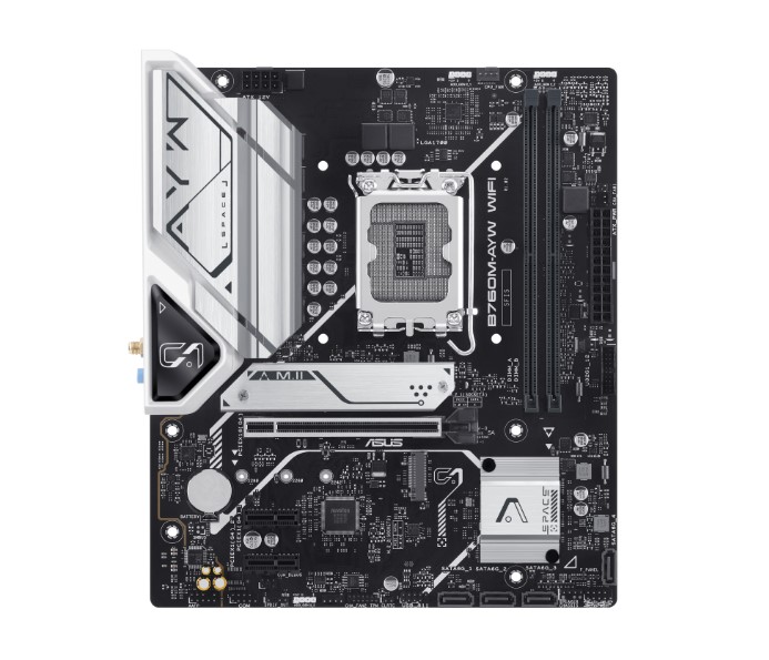 ASUS B760M-AYW WIFI Intel LGA 1700 mATX Motherboard 96GB, DDR5, 1 x PCIe 4.0 x16, 2 x M.2 Slots, 4 x SATA, WiFi 6, HDMI, 2.5Gb Ethernet