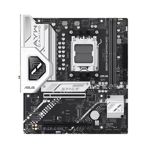 ASUS AMD B850M AYW GAMING WIFI (AM5) Micro-ATX Motherboard, 2DIMM, 128GB DDR5, 8200+MT/s, PCIe5.0 x16, x2 M.2, WiFi6, 2.5GbE, USB 10Gbps, HDMI2.1