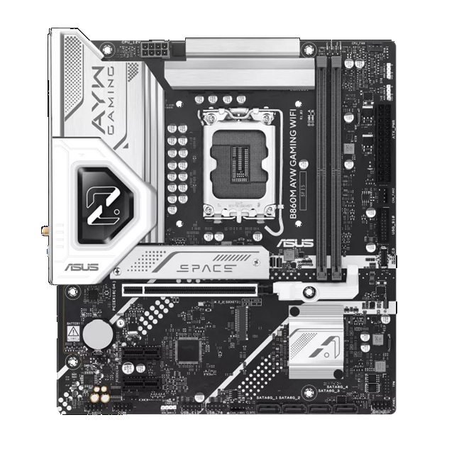 ASUS B860M AYW GAMING WIFI Micro-ATX Motherboard Up to 128GB DDR5 (2x Slots), 1 x PCIe 4.0, 2 x M.2 slots, WiFi 6
