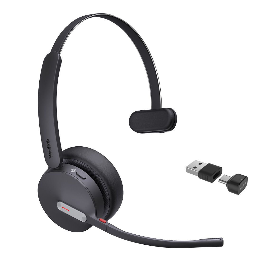 Yealink BH70 Bluetooth Wireless Mono Headset Microsoft Teams, 3 mic noise cancellation Talk time up to 35h BT51 C Dongle with Type A Adaper