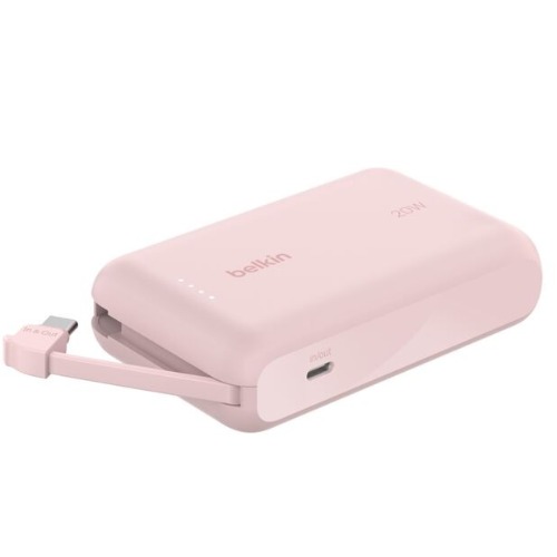 Belkin BoostCharge 10K Power Bank with Integrated USB-C Cable (5.7 cm) - Pink(BPB021fqPK), 2xUSB-C(20W), $2500 CEW, 2 Years Warranty