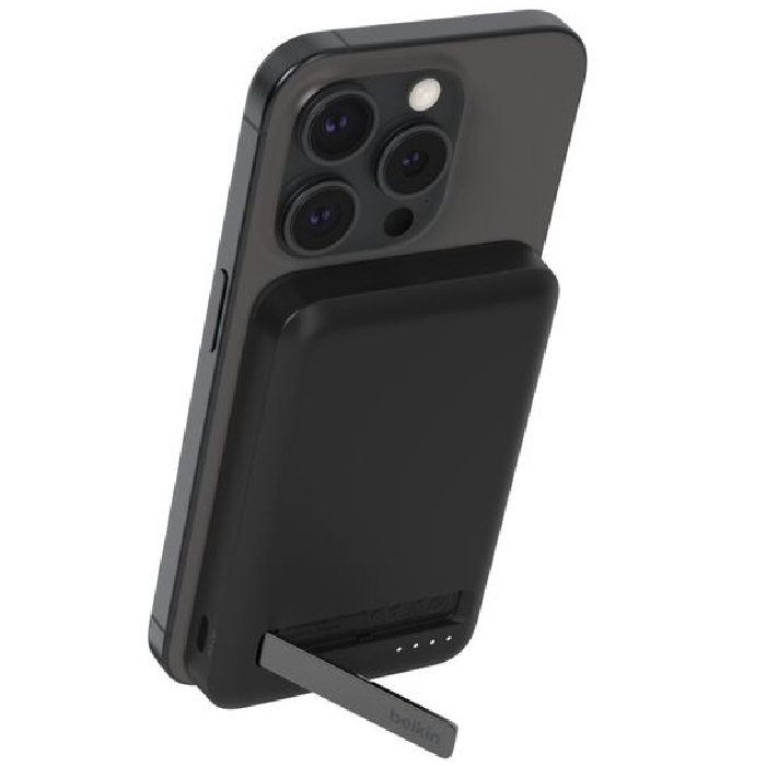 Belkin BoostCharge Pro Magnetic 5K Power Bank with Qi2(15W)+USB-C Cable(1M))+Integrated Kickstand - Black(BPD006btBK),1xUSB-C,$2500,2 Years Warranty