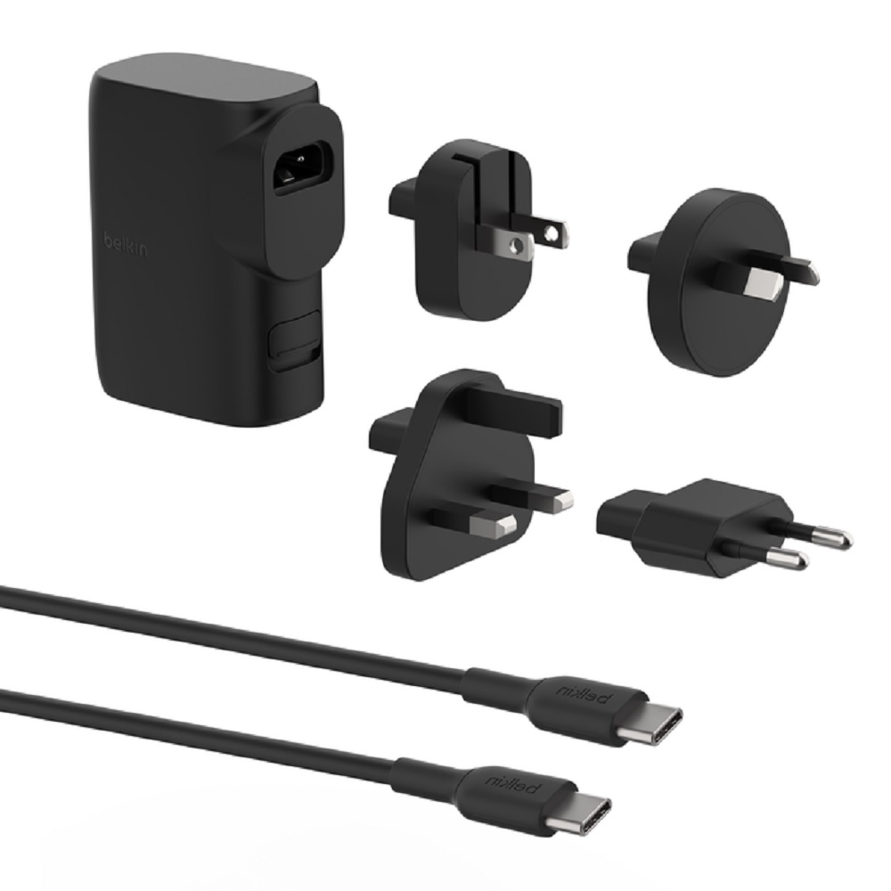 Belkin BoostCharge Hybrid 25W Wall Charger + Power Bank 5k (20W)+Tavel Adapter Kit -Black(BPZ003bt1MBK-B6)x1xUSB-C,1xUSB-A,$2500 CEW,2 Years Warranty