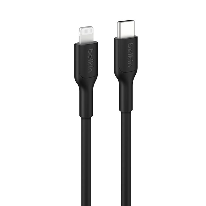 Belkin BoostCharge USB-C Cable (1M) with Lightning Connector -Black (CAA021FQ1MBK), 3A/15W, 480Mbps, 300K+ Bends, Apple iPhone, iPad, 2 Years Warranty