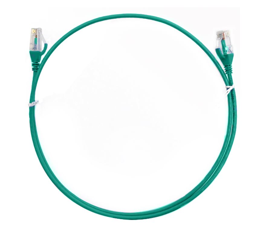 8ware CAT6 Ultra Thin Slim Cable 0.5m / 50cm - Green Color Premium RJ45 Ethernet Network LAN UTP Patch Cord 26AWG for Data Only ~CAT6THINGR-025M