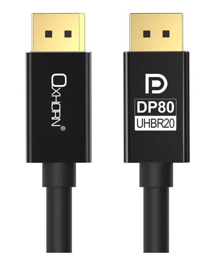 Oxhorn 4K DisplayPort 2.1 DP80 Cable 1m Male to Male V2.1 16K@60Hz Gold-Plated Aluminum High Speed VESA Certified for Gaming Monitor TV PC Laptop