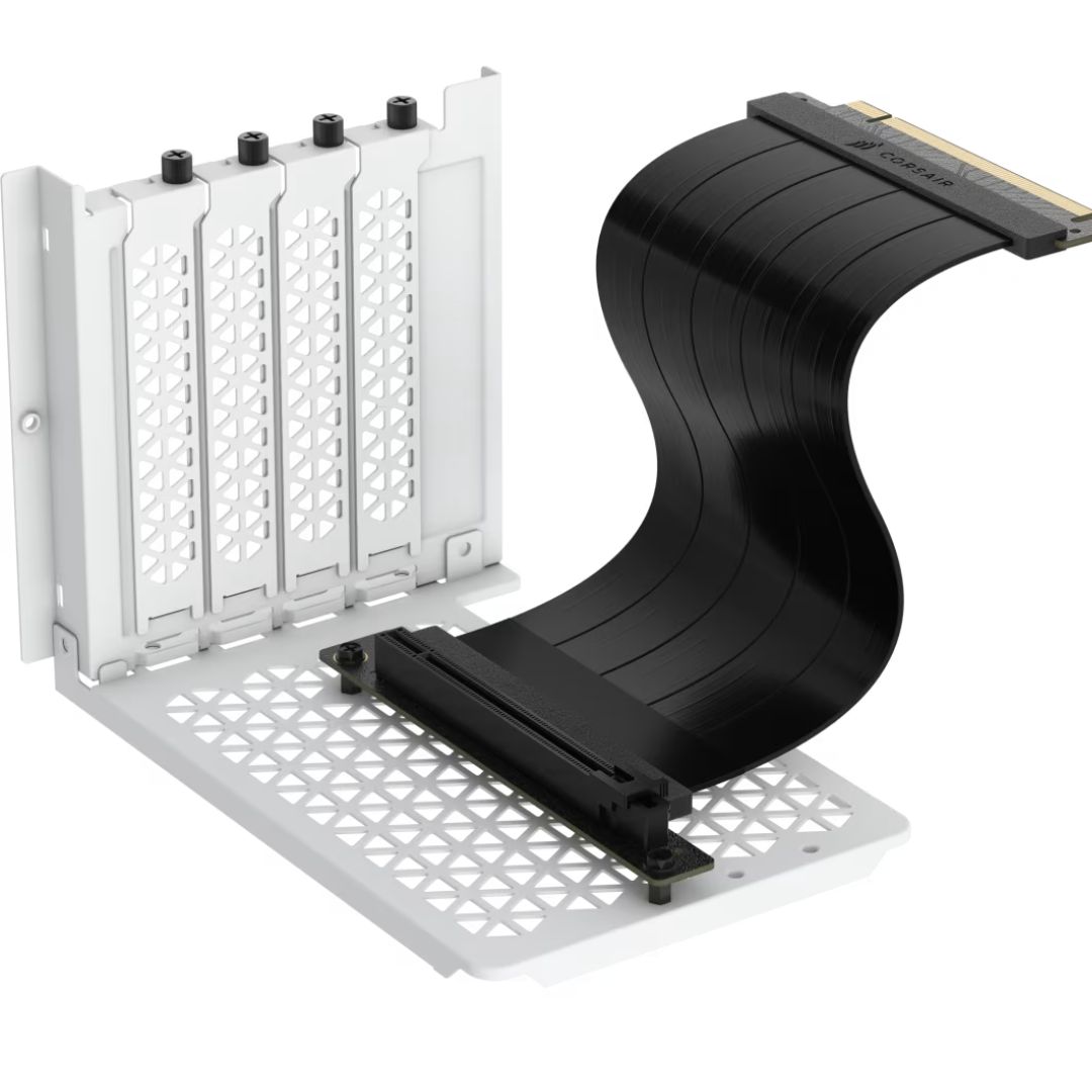 Corsair 6500 Series Vertical GPU Mount Kit - White, PCIe 4.0 175mm Riser Cable, Vertical GPU Bracket, Compatible with 6500D and 6500X Cases Only(LS)