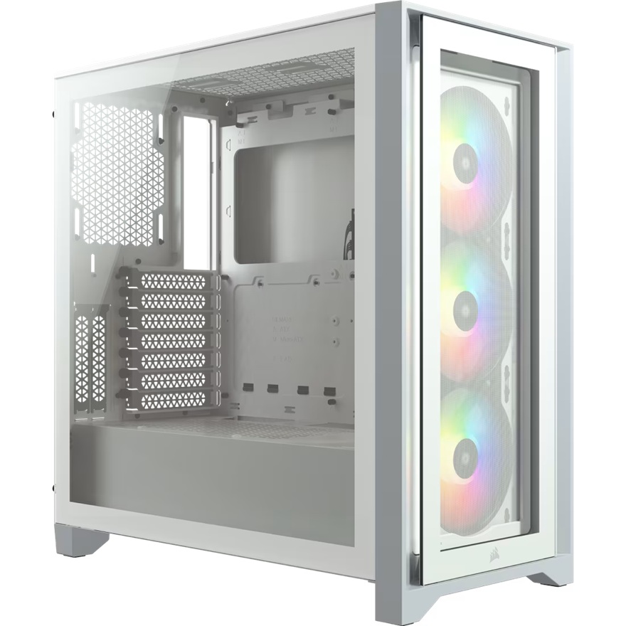 Corsair iCUE 4000X RGB Tempered Glass Mid-Tower ATX Case - White, ATX/E-ATX, 360mm GPU, 170mm CPU, 2yr wty
