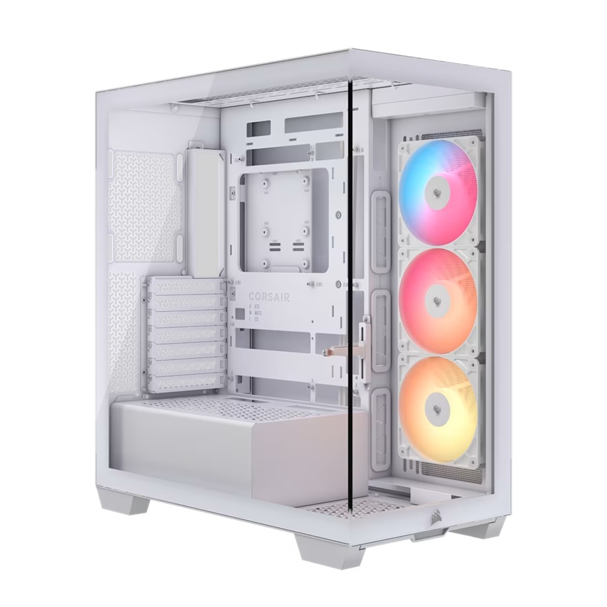 Corsair 3500X RS-R ARGB Mid-Tower PC Case - White, ARGB, ATX/E-ATX, Tempered Glass, 425mm GPU, 170mm CPU, 360mm radiator, USB-C, 2yr wty