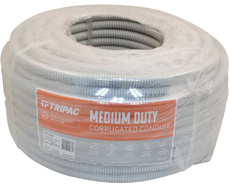 CORRUGATED CONDUIT GREY 16MM X 50M (roll)