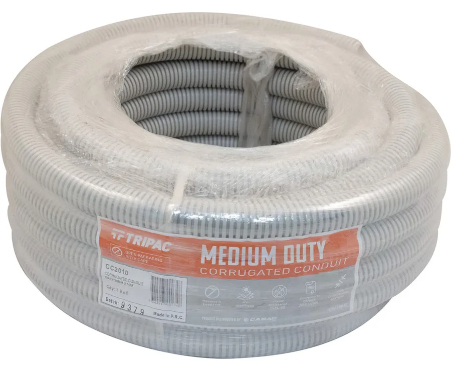 CORRUGATED CONDUIT GREY 20MM X 10M (roll)