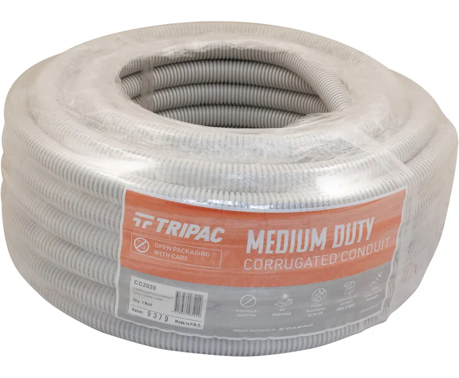 CORRUGATED CONDUIT GREY 20MM X 20M (roll)