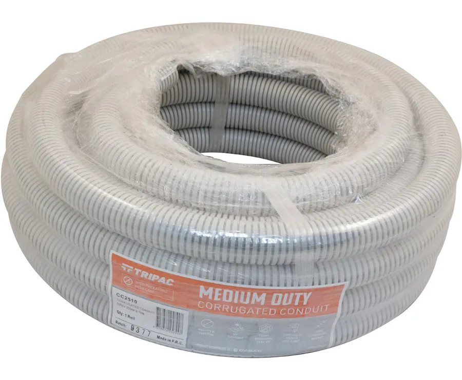 CORRUGATED CONDUIT GREY 25MM X 10M (roll)