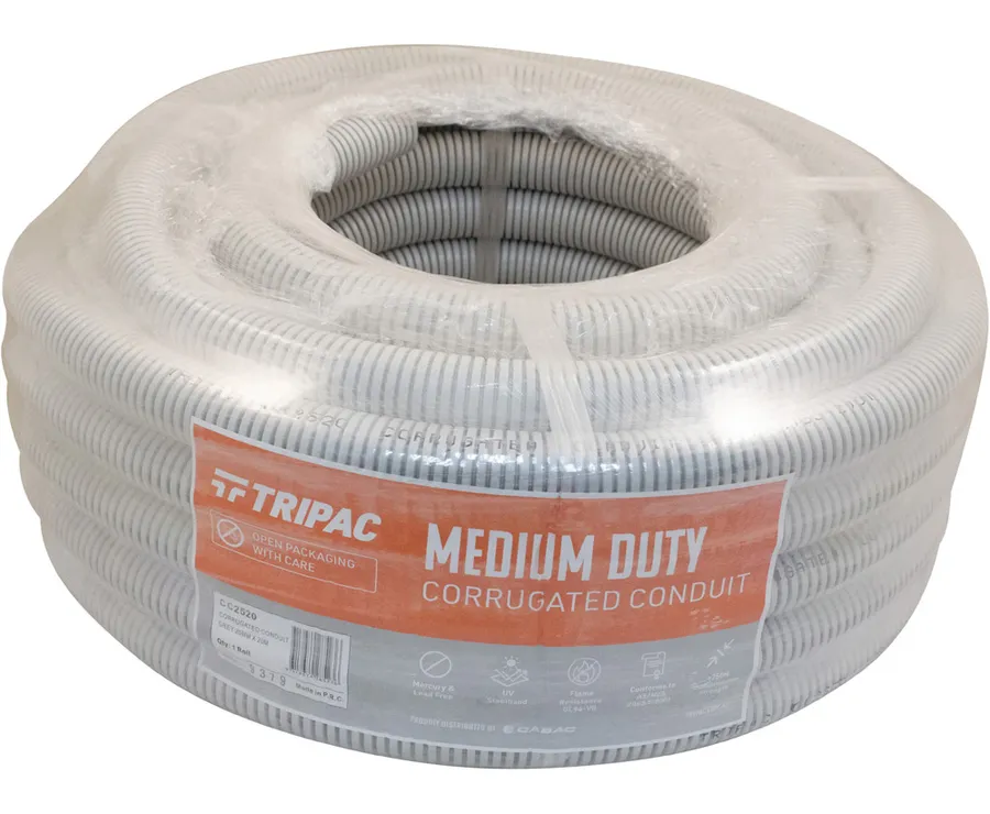 CORRUGATED CONDUIT GREY 25MM X 20M (roll)