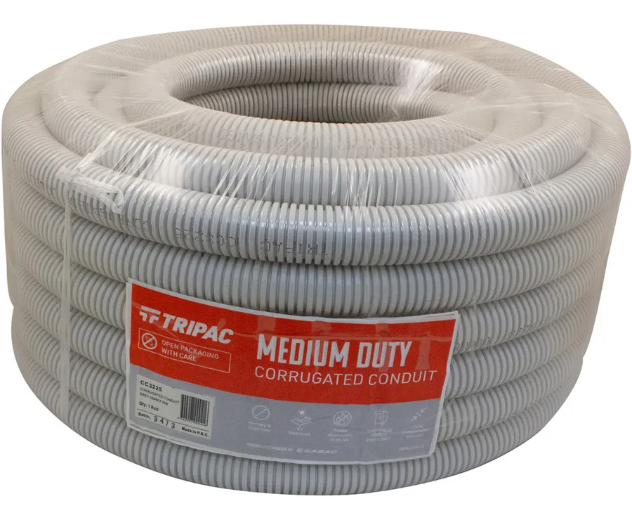 CORRUGATED CONDUIT GREY 32MM X 25M (roll)