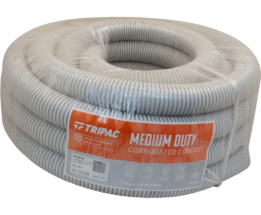 CORRUGATED CONDUIT GREY 40MM X 10M (roll)