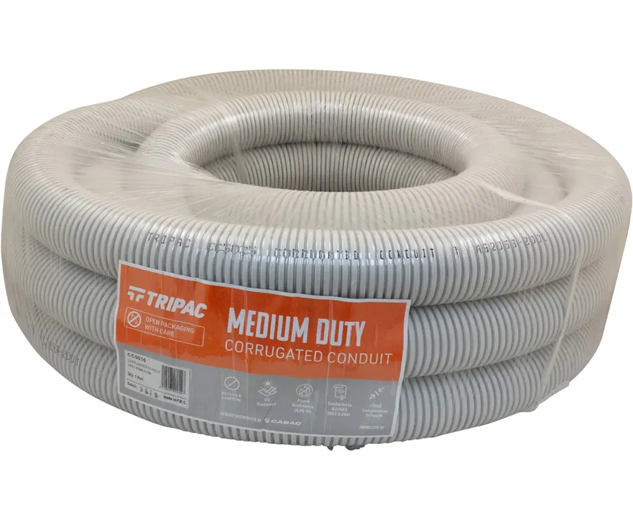 CORRUGATED CONDUIT GREY 50MM X 10M (roll)