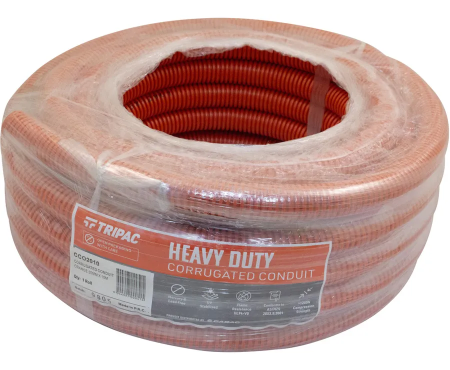CORRUGATED CONDUIT ORANGE 20MM X 10M (roll)