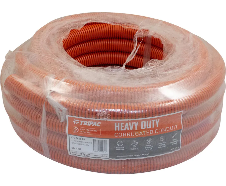 CORRUGATED CONDUIT ORANGE 25MM X 10M (roll)