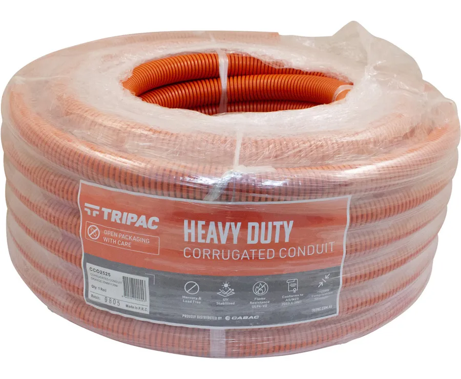 CORRUGATED CONDUIT ORANGE 25MM X 25M (roll)