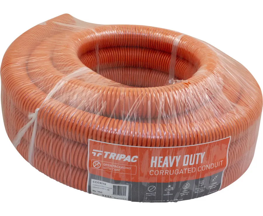 CORRUGATED CONDUIT ORANGE 40MM X 10M (roll)
