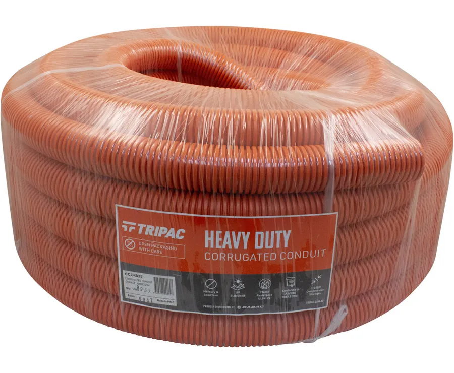 CORRUGATED CONDUIT ORANGE 40MM X 25M (roll)
