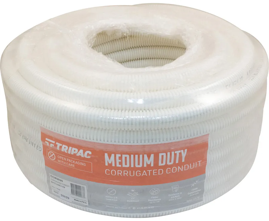 CORRUGATED CONDUIT WHITE 20MM X 25M (roll)