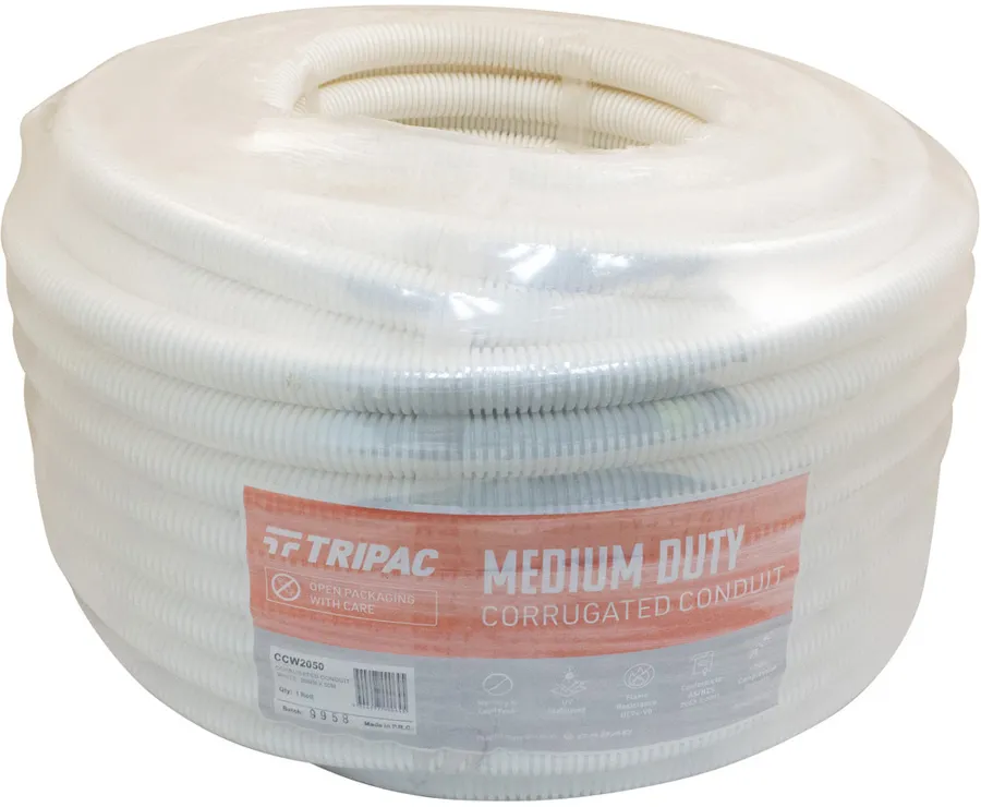 CORRUGATED CONDUIT WHITE 20MM X 50M (roll)