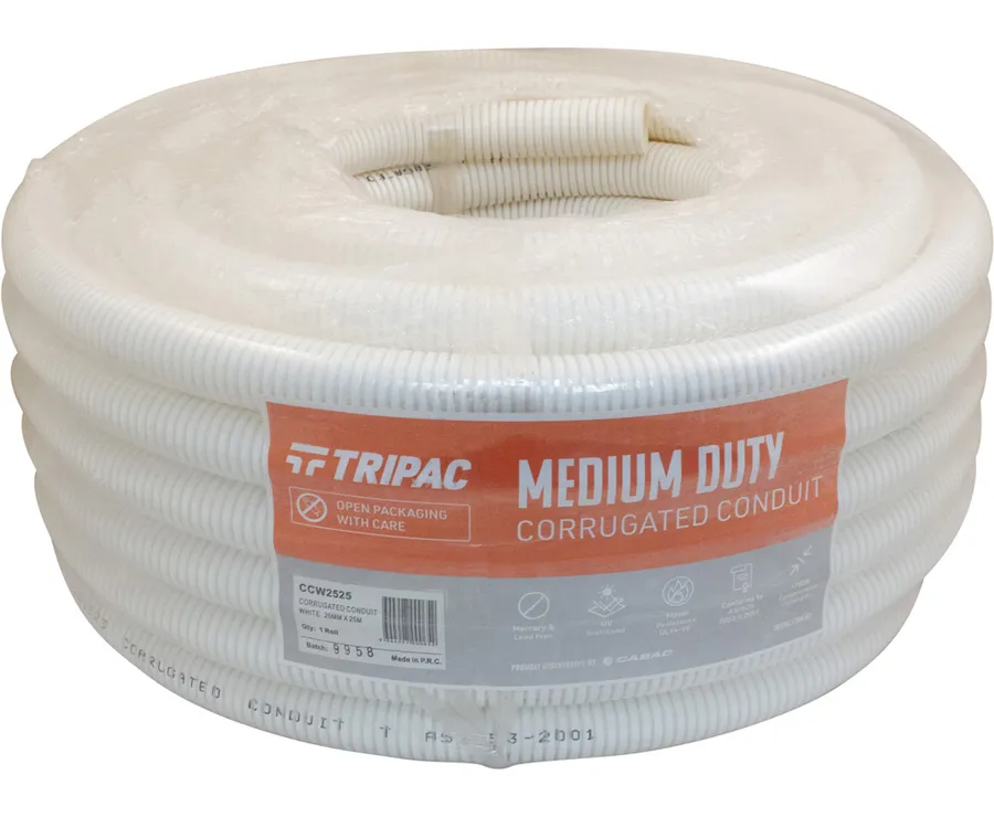 CORRUGATED CONDUIT WHITE 25MM X 25M (roll)