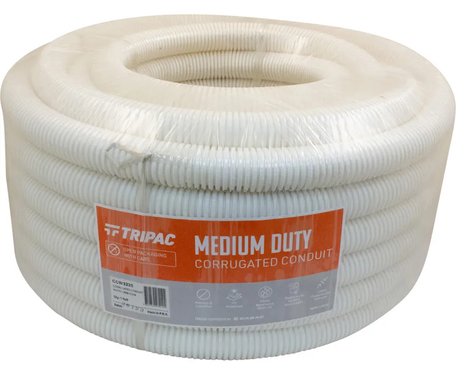 CORRUGATED CONDUIT WHITE 32MM X 25M (roll)