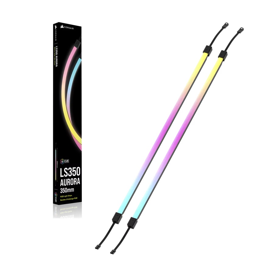 Corsair LS350 Aurora RGB Light Strips - 350mm, 2x RGB Strips, 40 LEDs/Strips, Magnetic Attachment, +5V ARGB/3-pin iCUE Controller Compatible